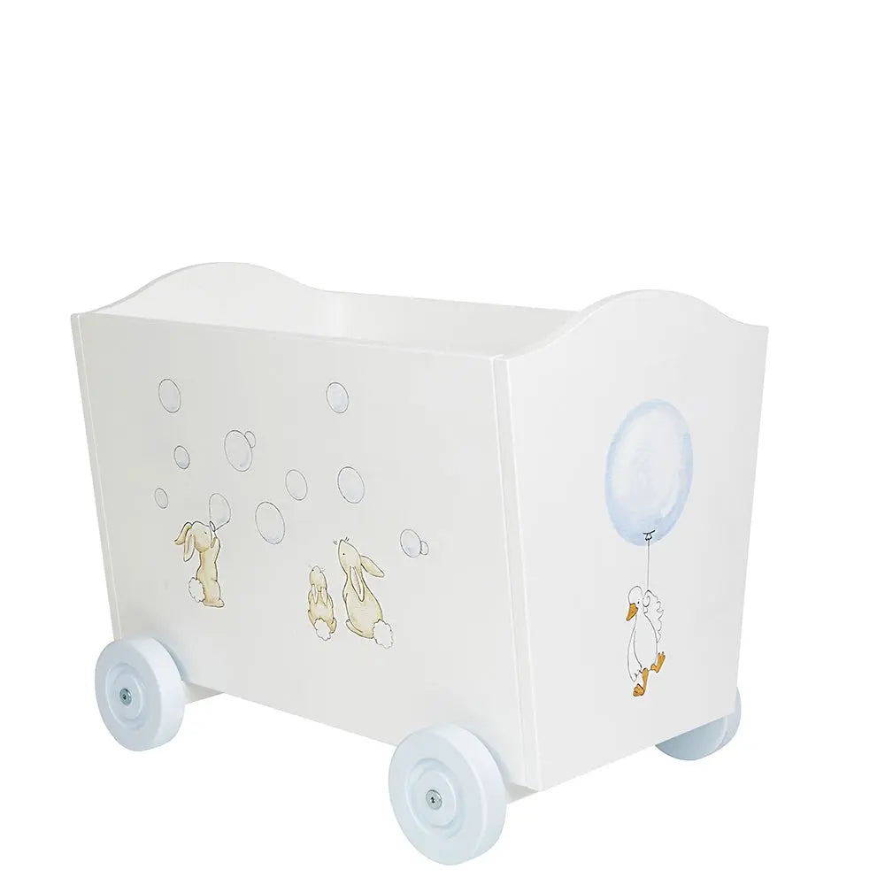 Toy cart on wheels hand painted "animals parade" blue-Nursery & Beyond-Blue Almonds-Blue Almonds-London-South Kensington