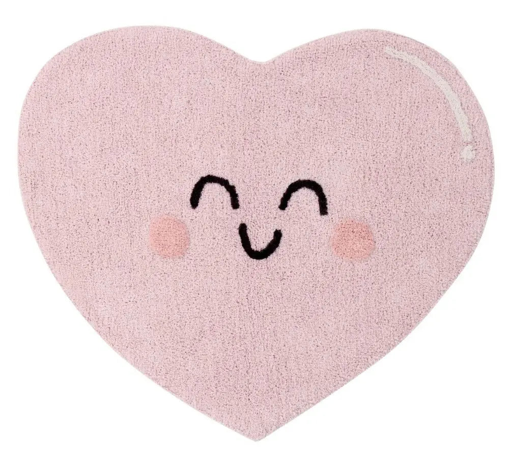 Washable cotton rug "happy heart"-Nursery & Beyond-Lorena Canals-Blue Almonds-London-South Kensington