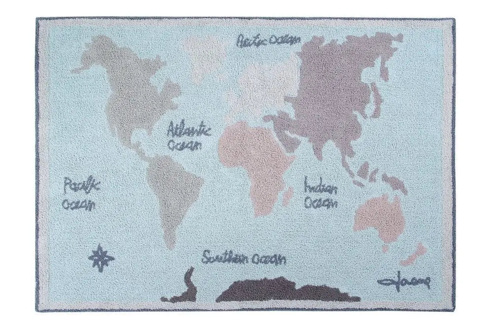 Washable cotton rug "vintage map"-Nursery & Beyond-Lorena Canals-Blue Almonds-London-South Kensington