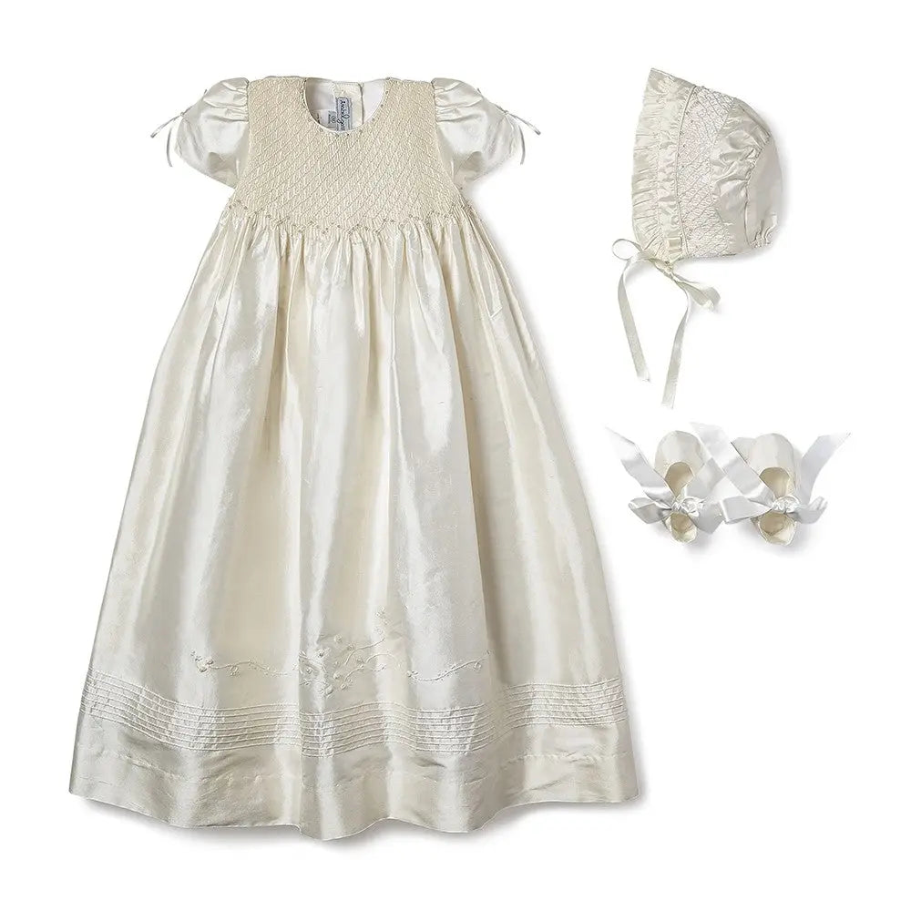 Pearls silk christening gown--Isabel Garreton-Blue Almonds-London-South Kensington