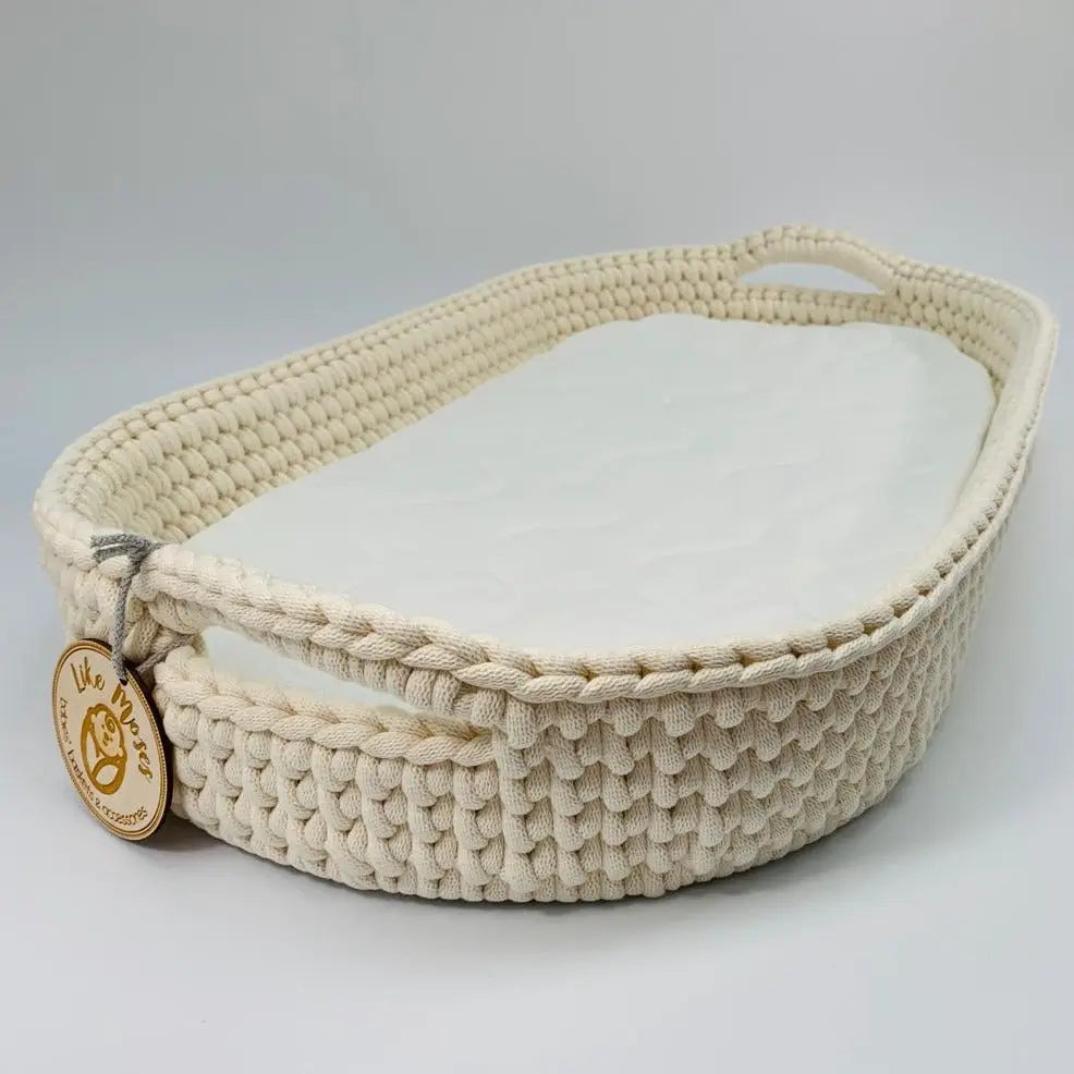 Crochet Baby Changing Basket - Cream-Sleeping bags & changing mats-Like Moses-Blue Almonds-London-South Kensington
