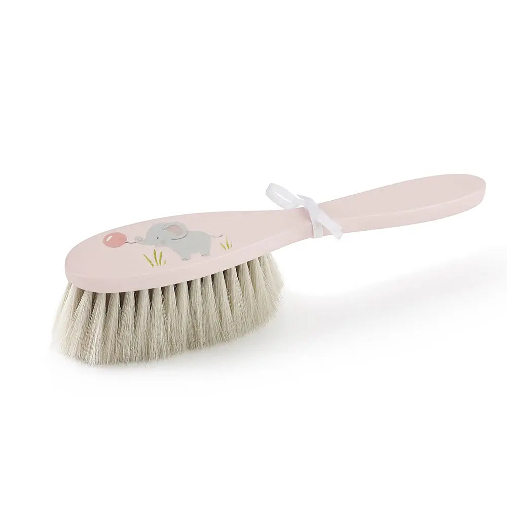 Hairbrush hand-painted elephant pink-Toiletries & baby brushes-Blue Almonds-Blue Almonds-London-South Kensington