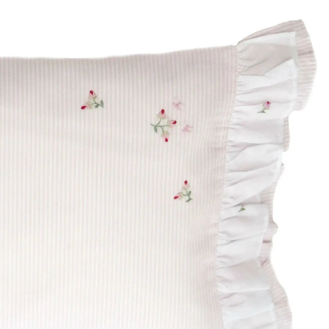 Boudoir pillowcase "rosebuds"-Towels & bedlinen-Gordonsbury-Blue Almonds-London-South Kensington