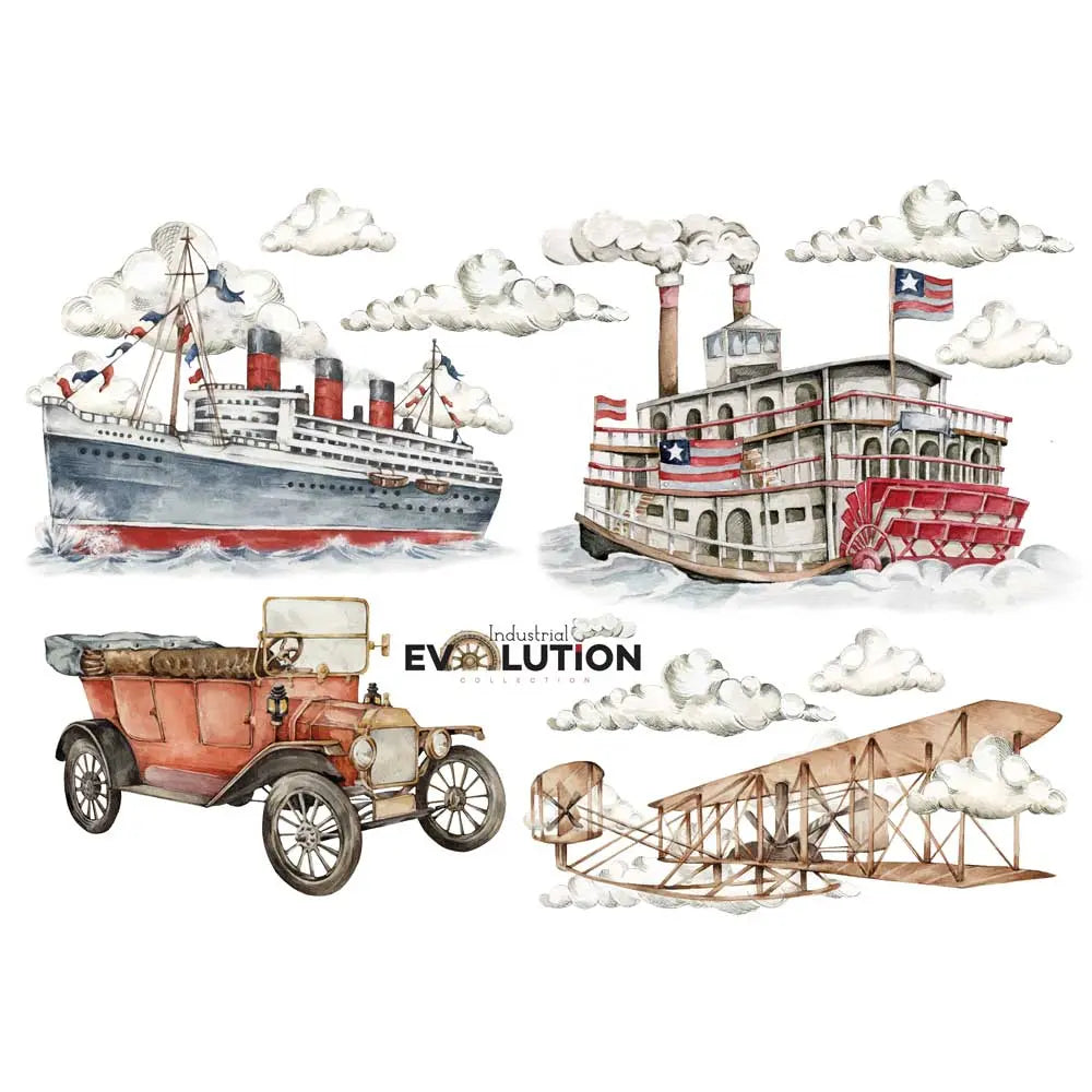 Stickers "industrial evolution- retro vehicles"-Wallpapers & stickers-Dekornik-Blue Almonds-London-South Kensington