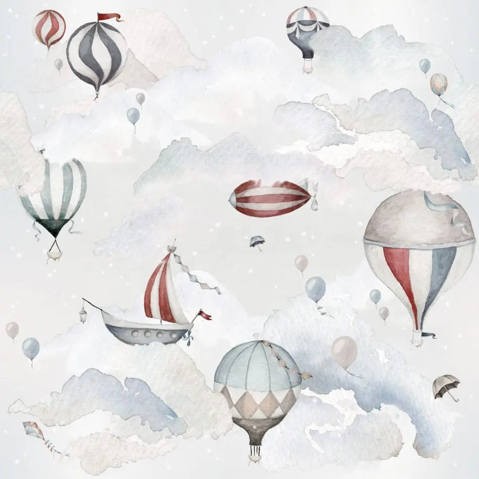 Wallpaper "balloons adventure"-Wallpapers & stickers-Dekornik-Blue Almonds-London-South Kensington