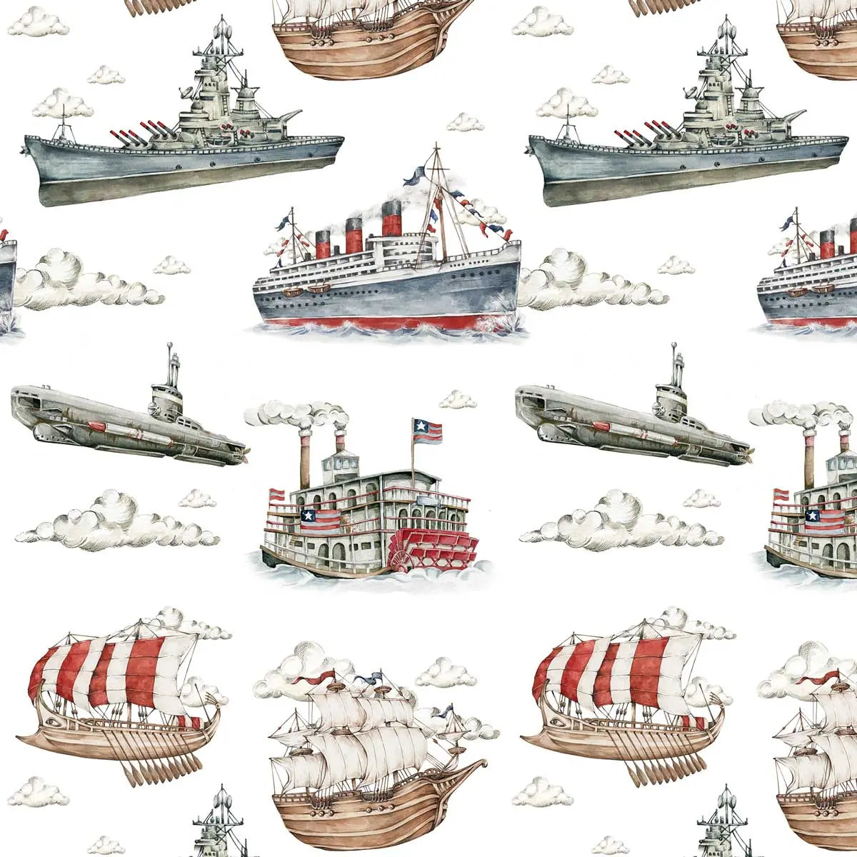 Wallpaper "industrial evolution- ships"-Wallpapers & stickers-Dekornik-Blue Almonds-London-South Kensington