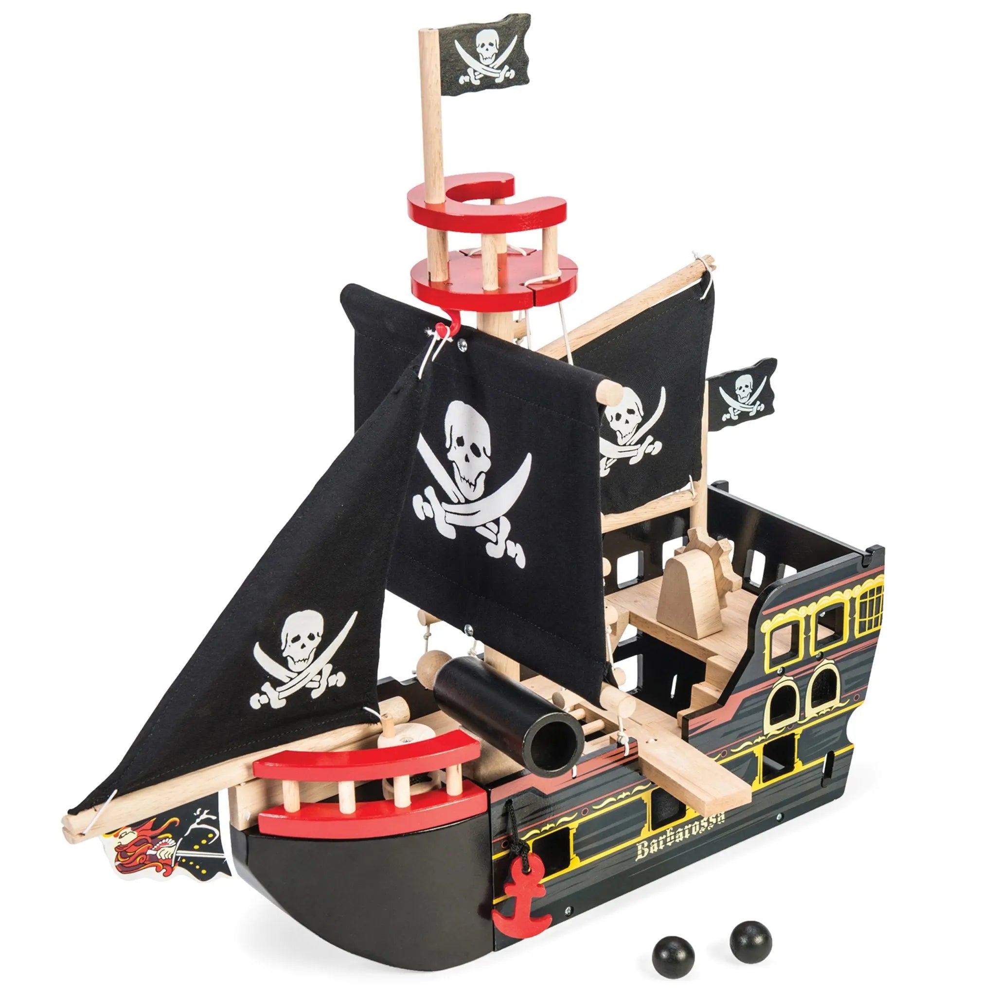 Barbarossa Toy Pirate Ship-Wooden toys & more-Le Toy Van-Blue Almonds-London-South Kensington