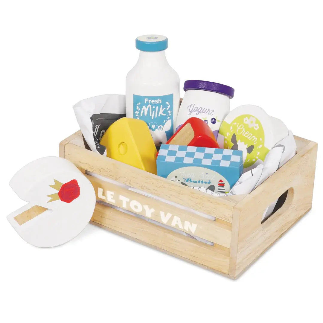 Cheese & Dairy Crate-Wooden toys & more-Le Toy Van-Blue Almonds-London-South Kensington