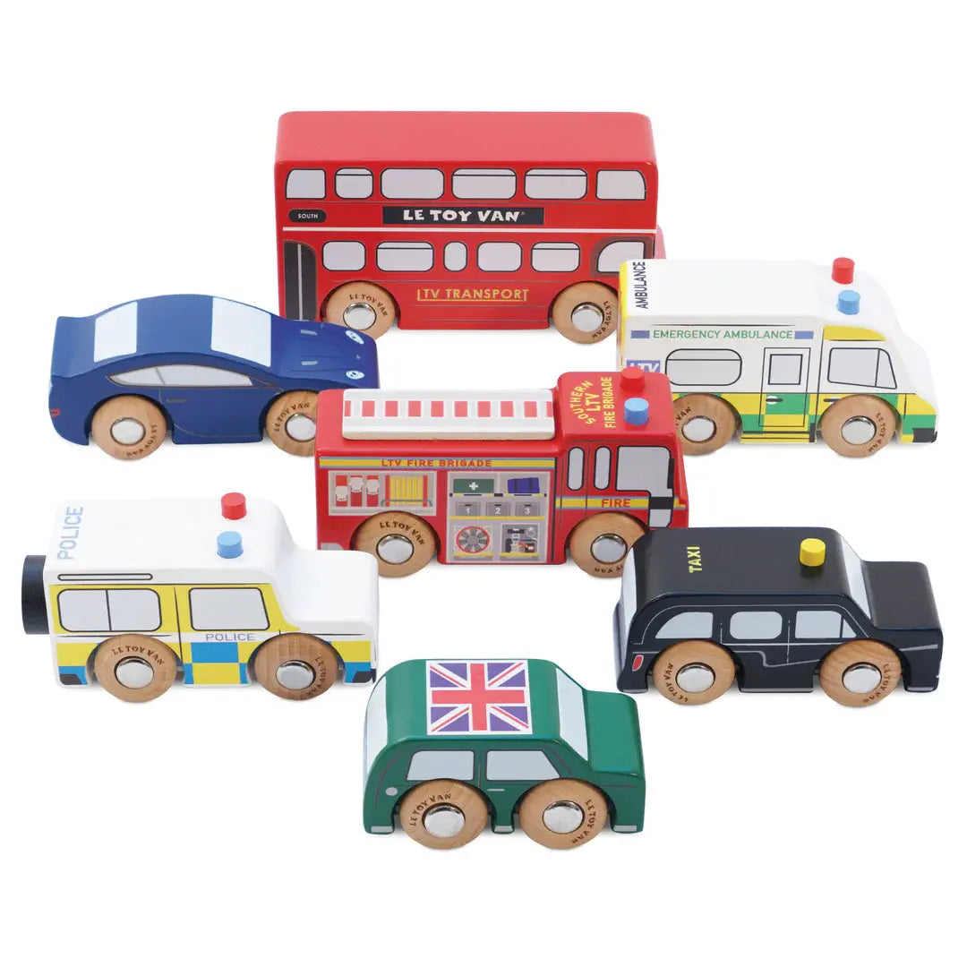 London Wooden Toy Car Set-Wooden toys & more-Le Toy Van-Blue Almonds-London-South Kensington