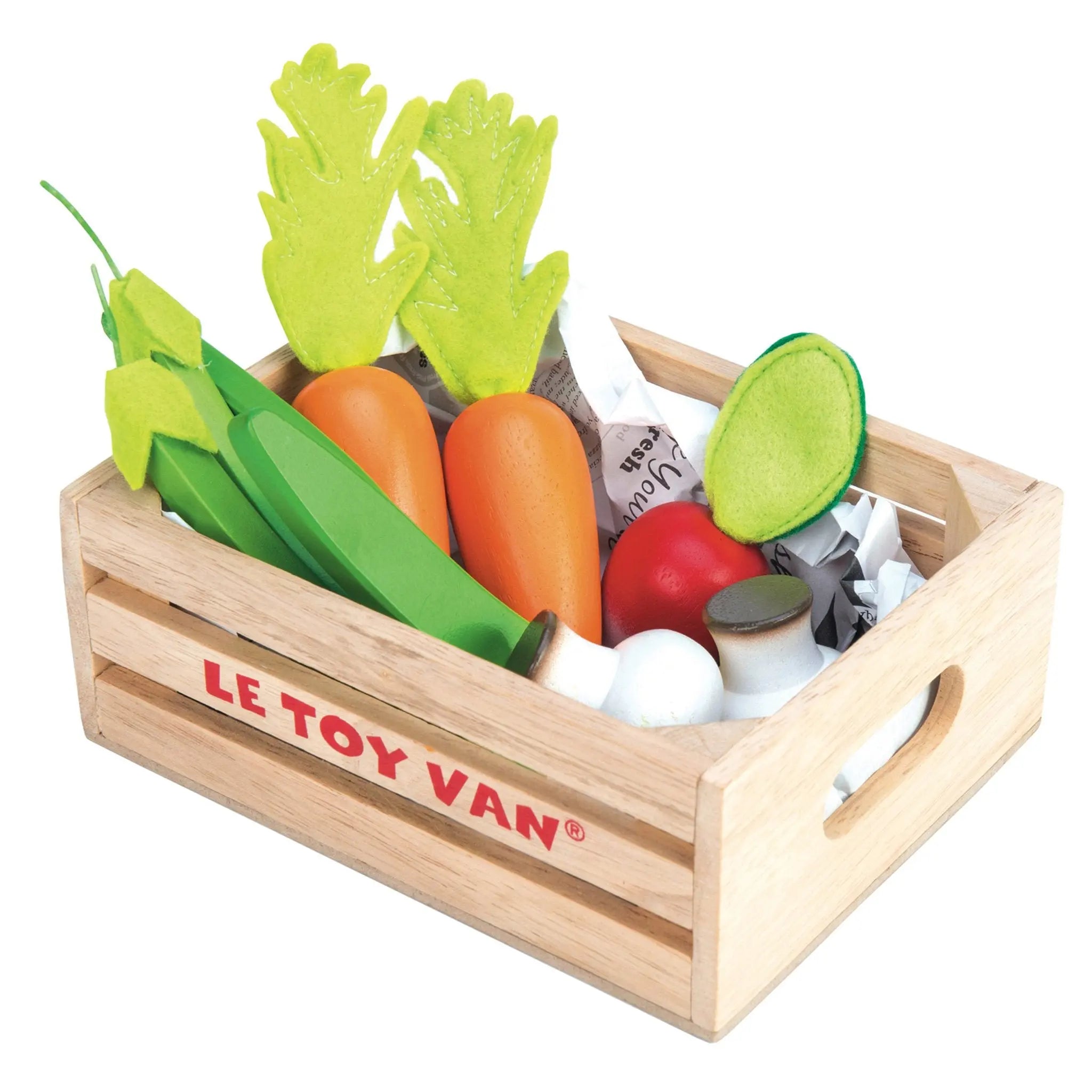 Vegetables '5 a Day' Crate-Wooden toys & more-Le Toy Van-Blue Almonds-London-South Kensington