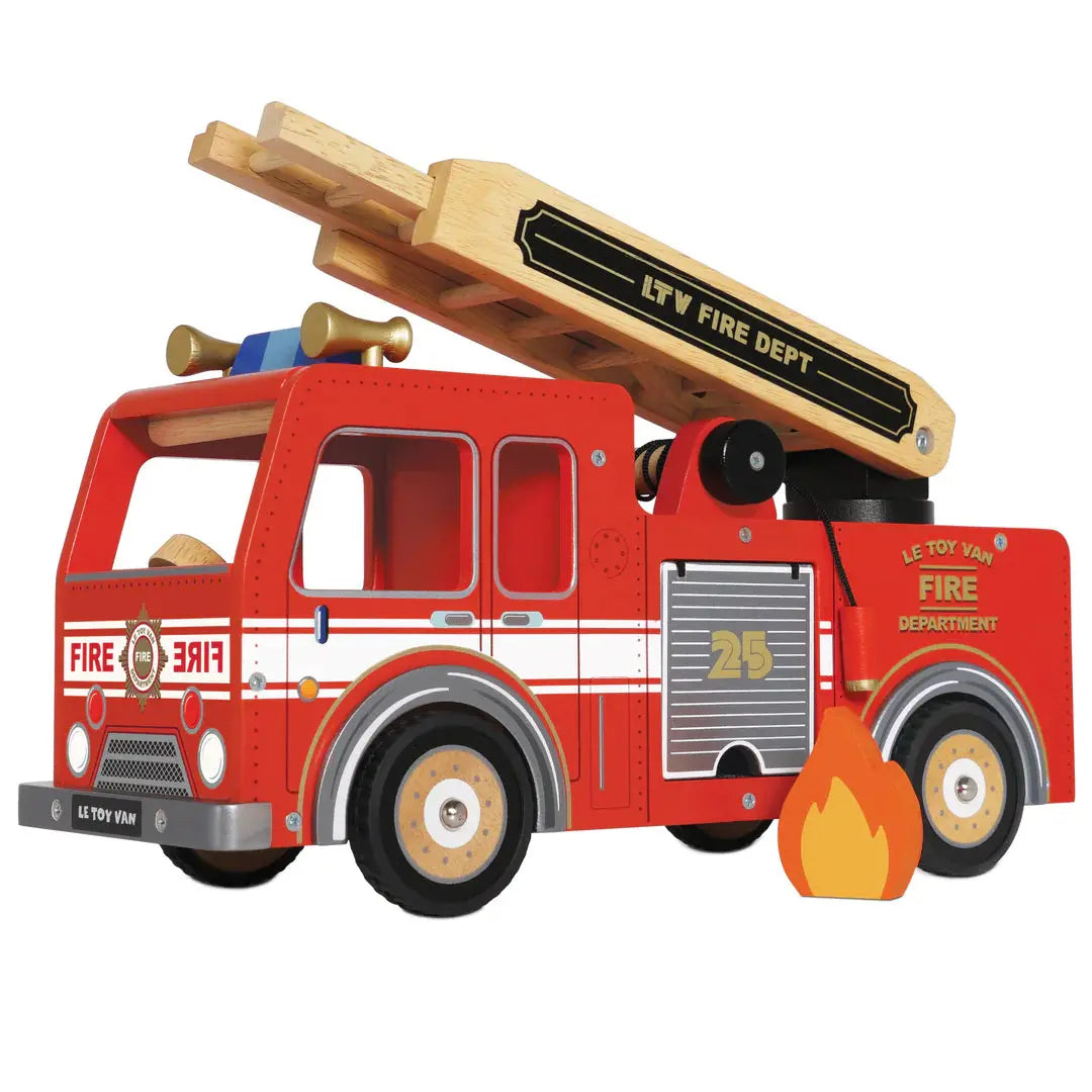Wooden Toy Fire Engine-Wooden toys & more-Le Toy Van-Blue Almonds-London-South Kensington