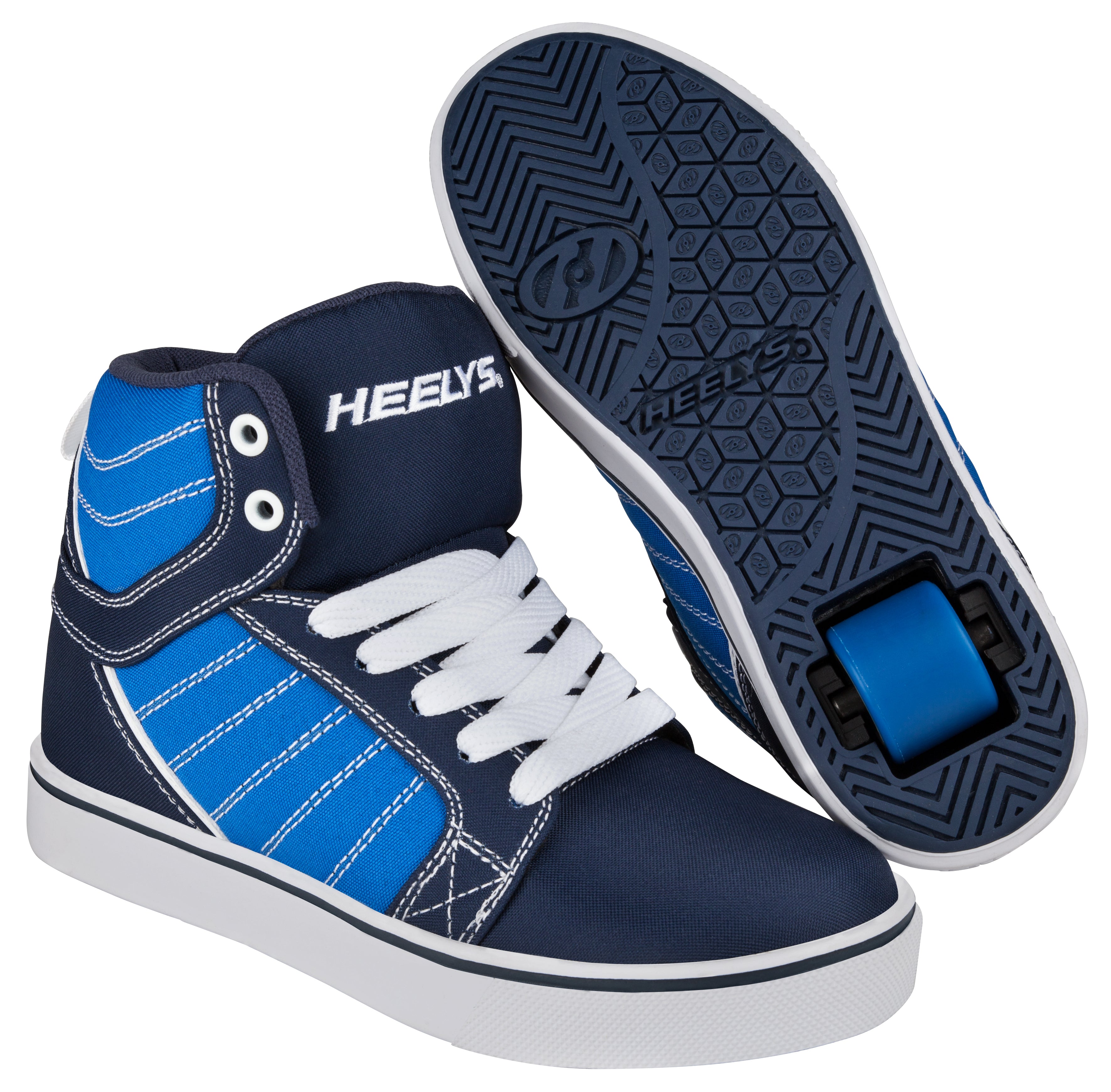 blue and white heelys