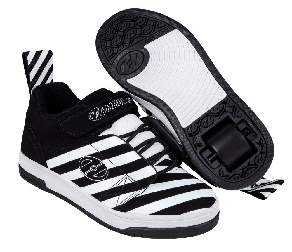 black shoes with white stripe