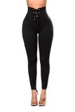 Buy Cheap Womens Bottoms Free Shipping With Black Lace-up High Waist Cincher Leggings
