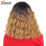 Xtrend Synthetic Wave Wig Lace Front Wigs Short Bob Hair 14 inch Black Brown Red Ombre Wig For Women Adjustable Heat Resistant