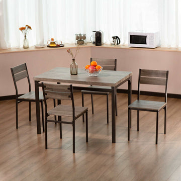 zenvida 5 piece dining set rustic grey