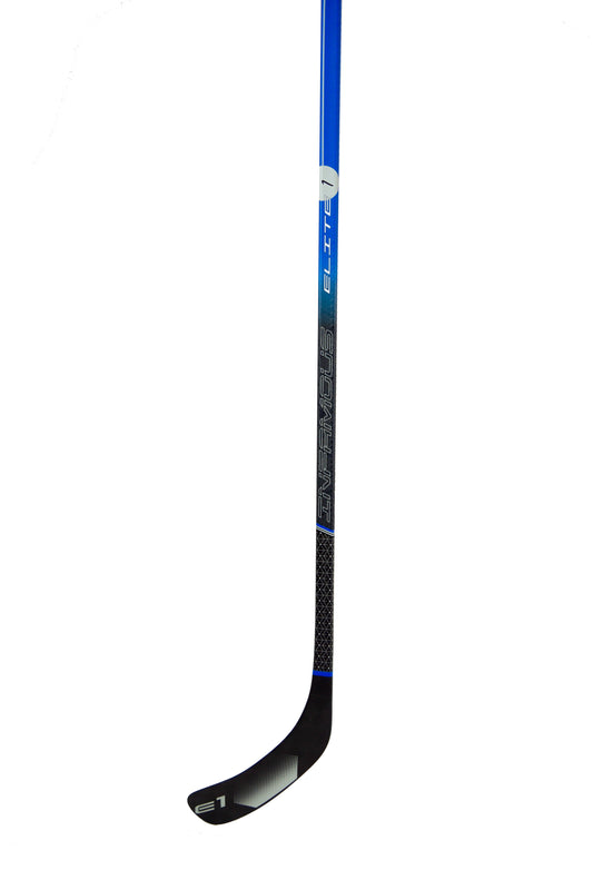 Hockey Black Stick and Puck on Ice by redgreystock
