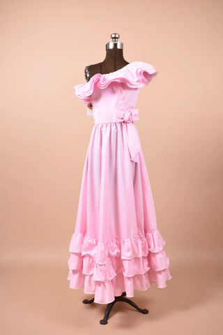 1980's pink ruffled princess prom gown.
