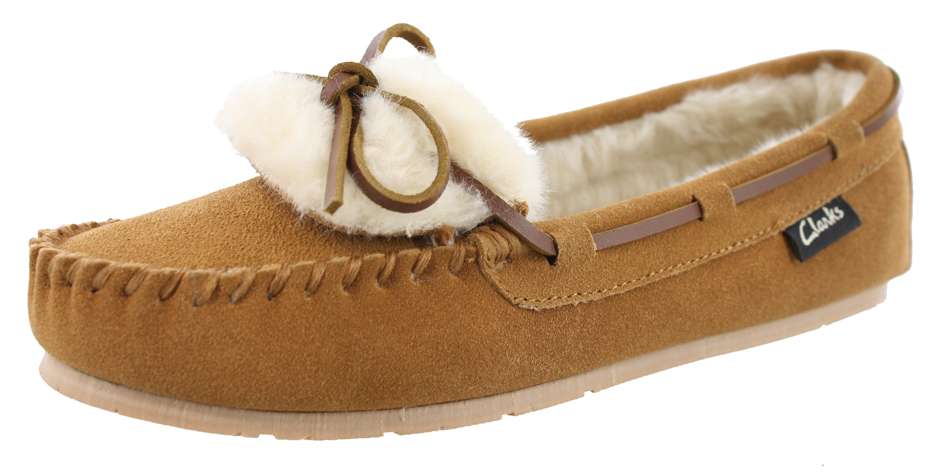 Clarks Warm Glamour Grey Suede Womens Slip On Moccasin Slippers - Womens  from North Shoes UK