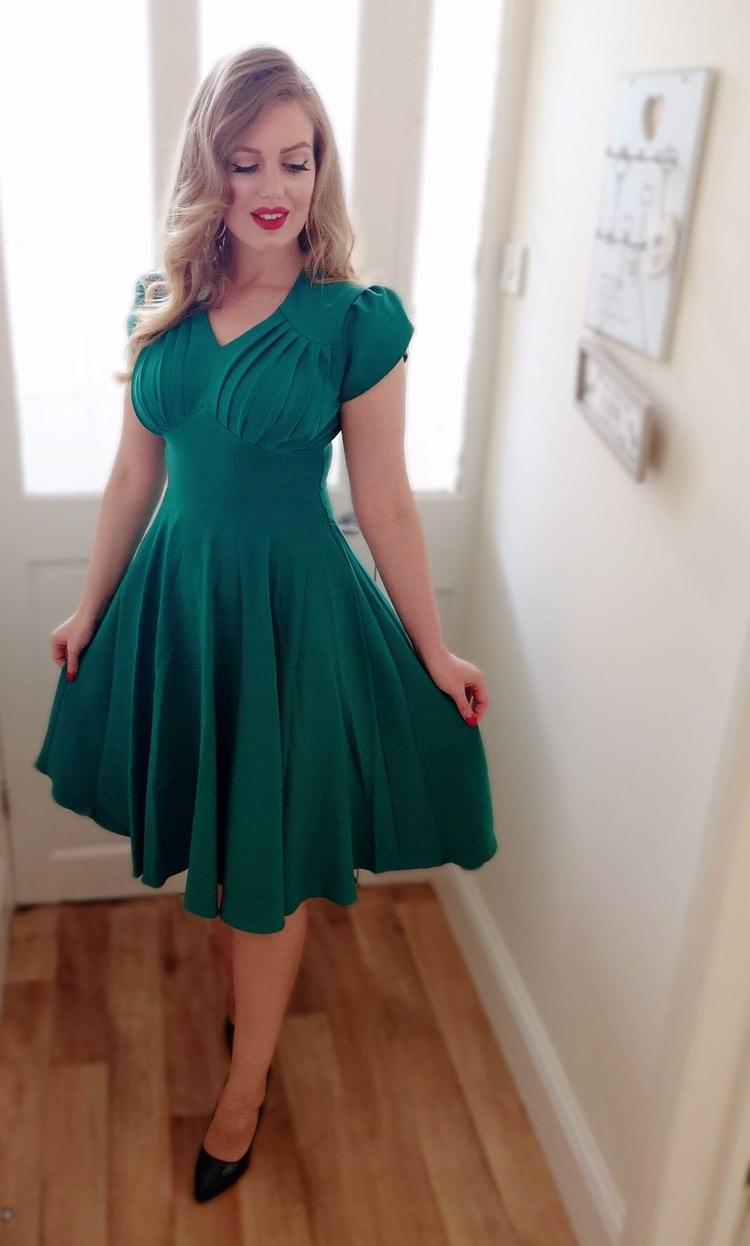 green 1940s dress