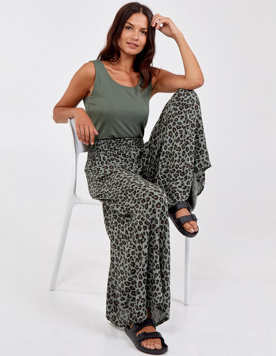 CurveWow Leopard Print Wide Leg Trousers  Curvewow