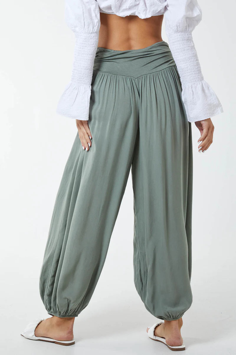 2 In 1 Cotton Harem Trouser Or Bandeau Jumpsuit Khaki  likemary  SilkFred  US