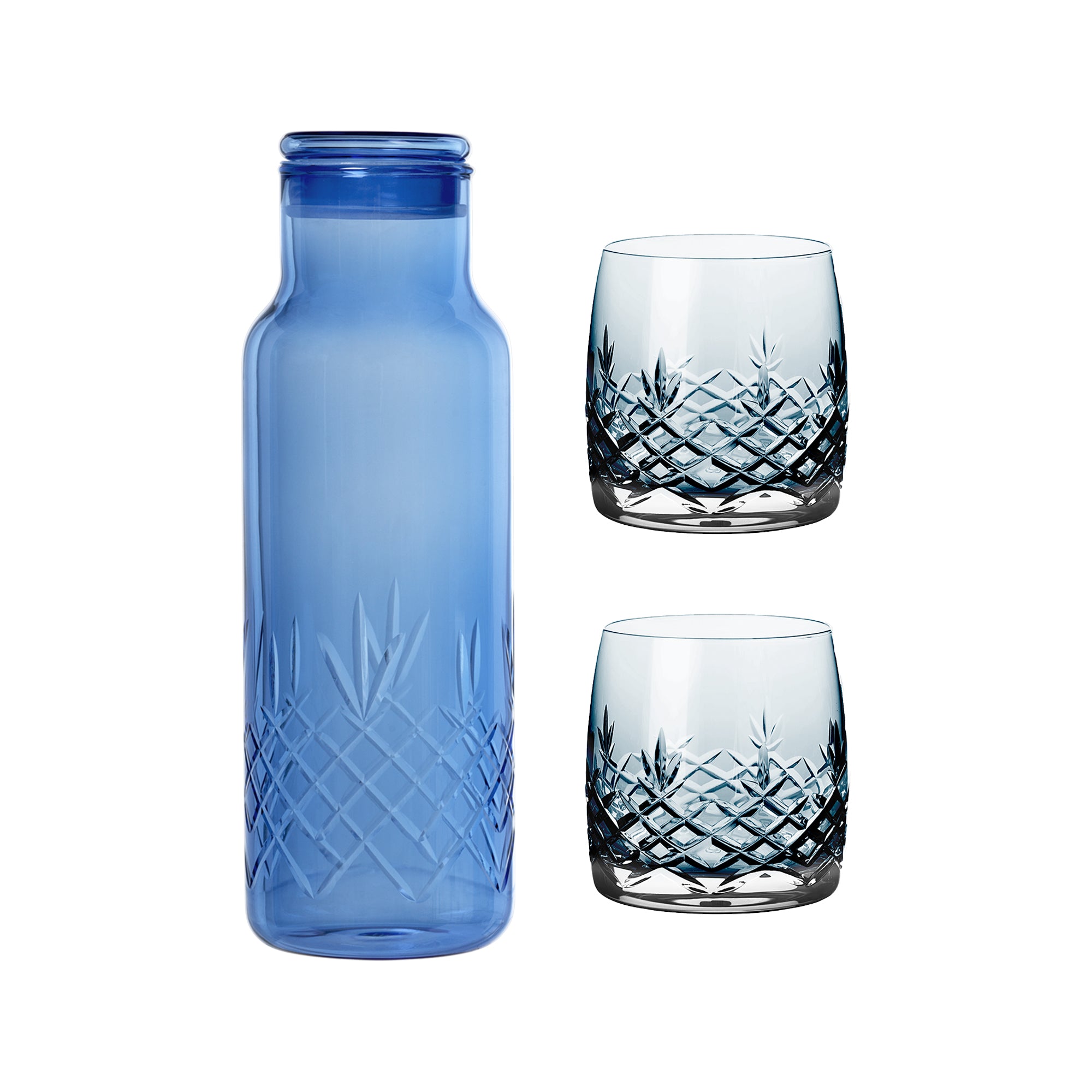 Vandglas 23 cl - Frederik Bagger - Sapphire sampak / Crispy Bottle + Aqua - Karaffel - Tilbud