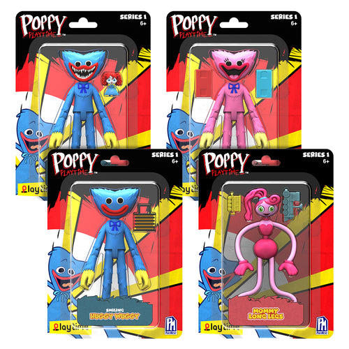 Set of 4 POPPY PLAYTIME Action Figures - Huggy Wuggy Mommy Long Legs Kissy  Missy