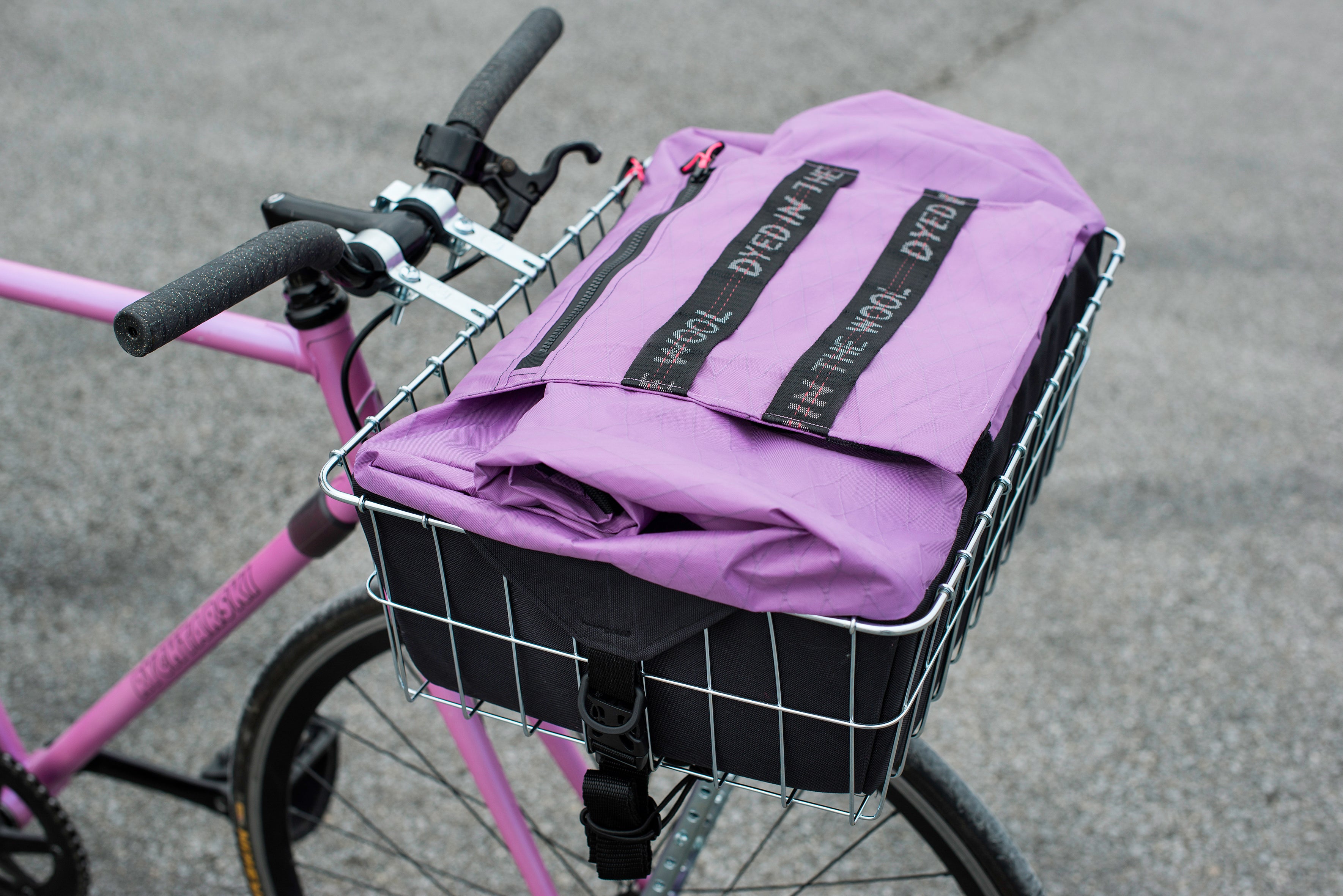 purple bike basket