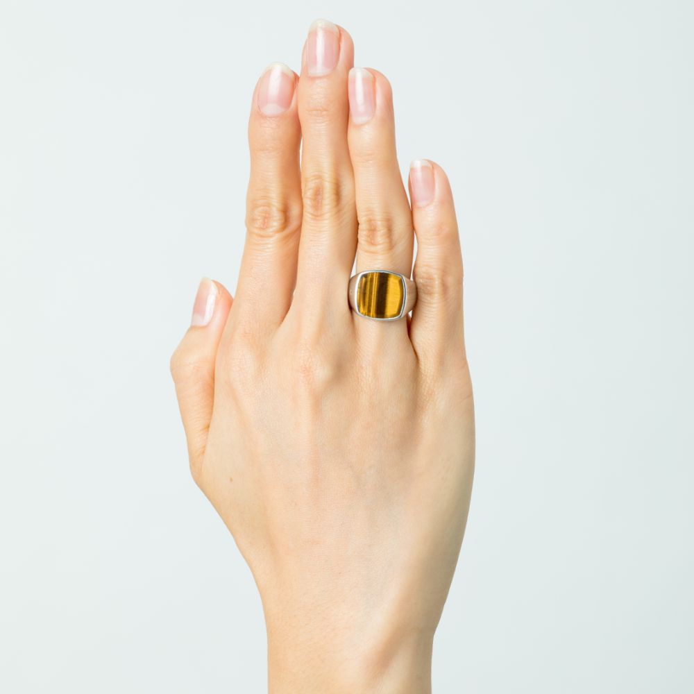 Cushion Tiger Eye ring／クッション・タイガーアイ・リング – TOMWOOD