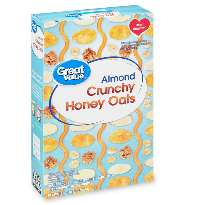 Great Value Almond Crunchy Honey Oats Cereal 18 Oz Arkadelphia Easybins