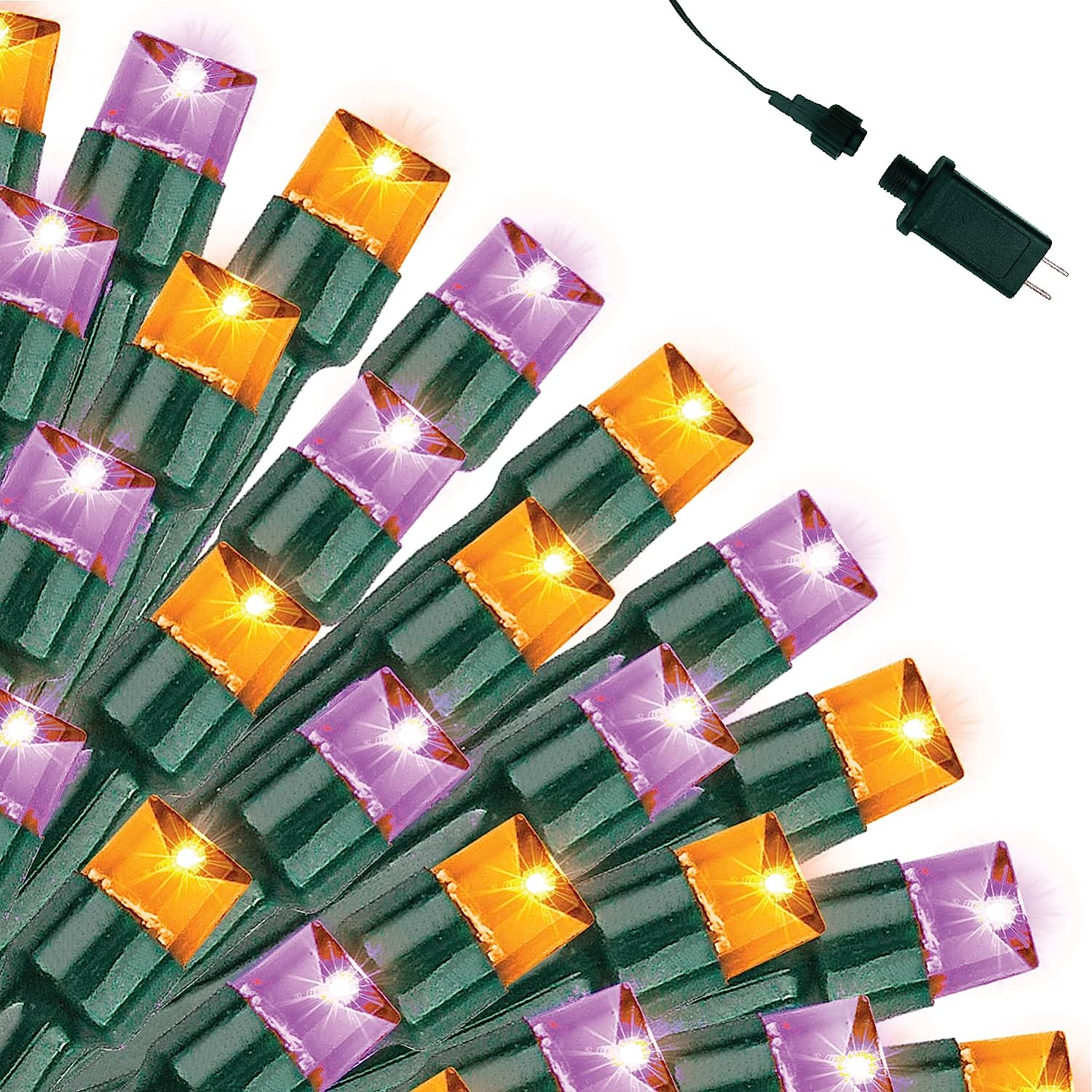 200-Count Orange & Purple LED Mini String Lights, 8 Modes