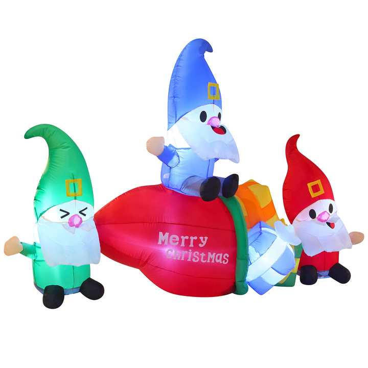 6ft Inflatable Three Gnomes with Big Gift Bag
