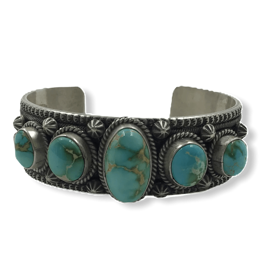 Navajo bracelet for men in silver and turquoise, BR672 - Harpo Paris