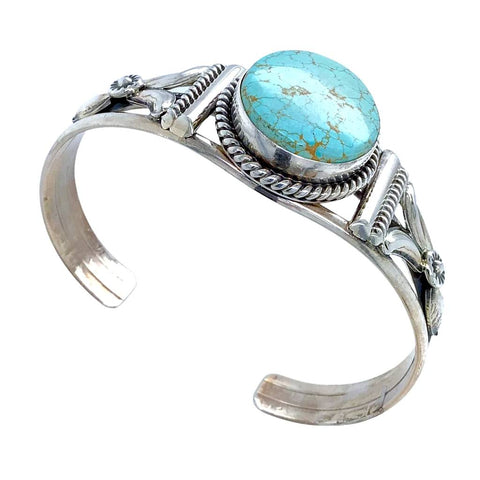 Image of Native American Bracelet - Navajo #8 Turquoise Sterling Silver Bracelet - Mary Ann Spencer - Native American