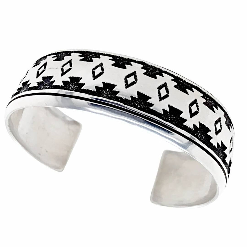 sold Navajo Southwest Engraved Sterling Silver Heavy-Gauge B