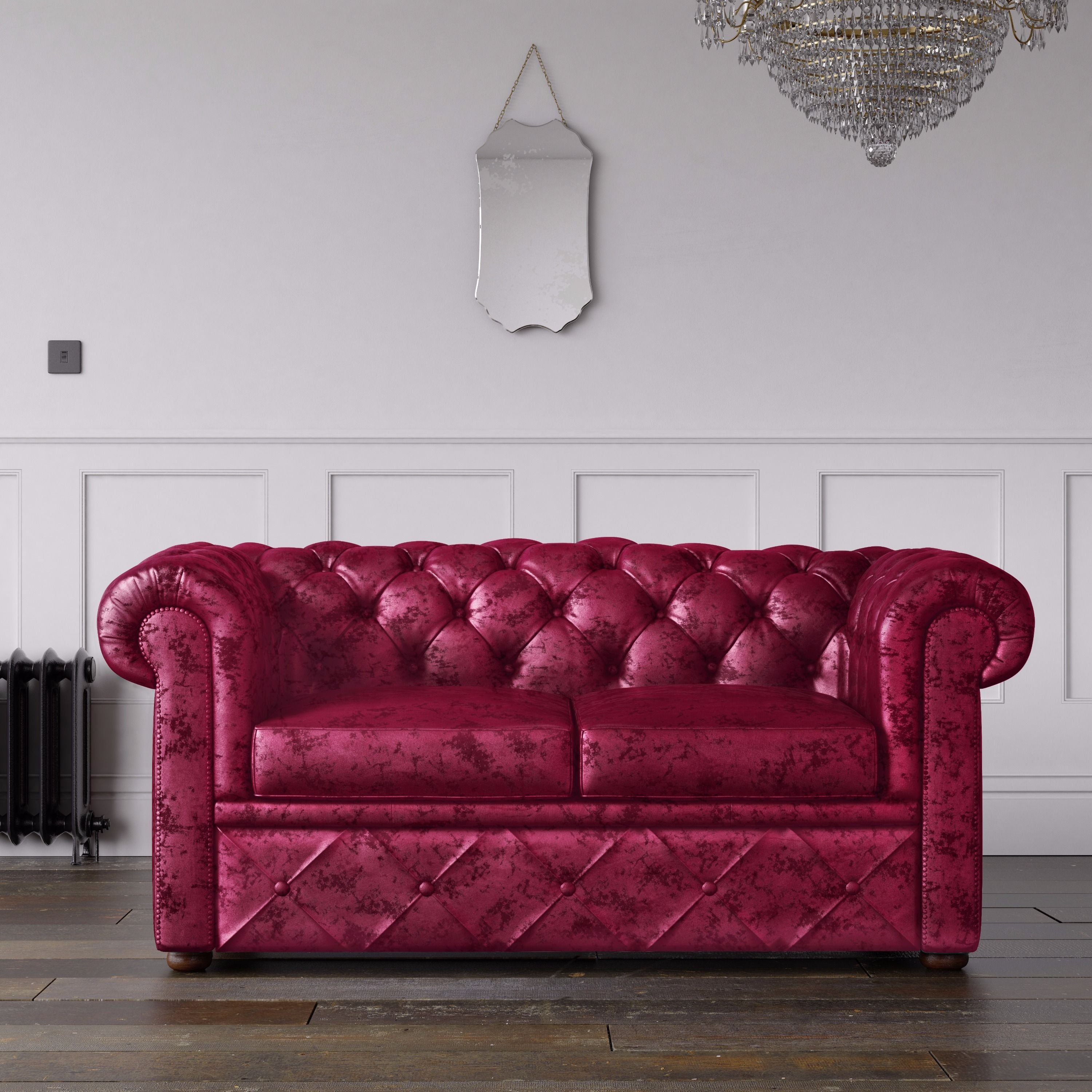 Chesterfield Crushed Velvet Sofa Fuchsia Pink – Endure Fabrics