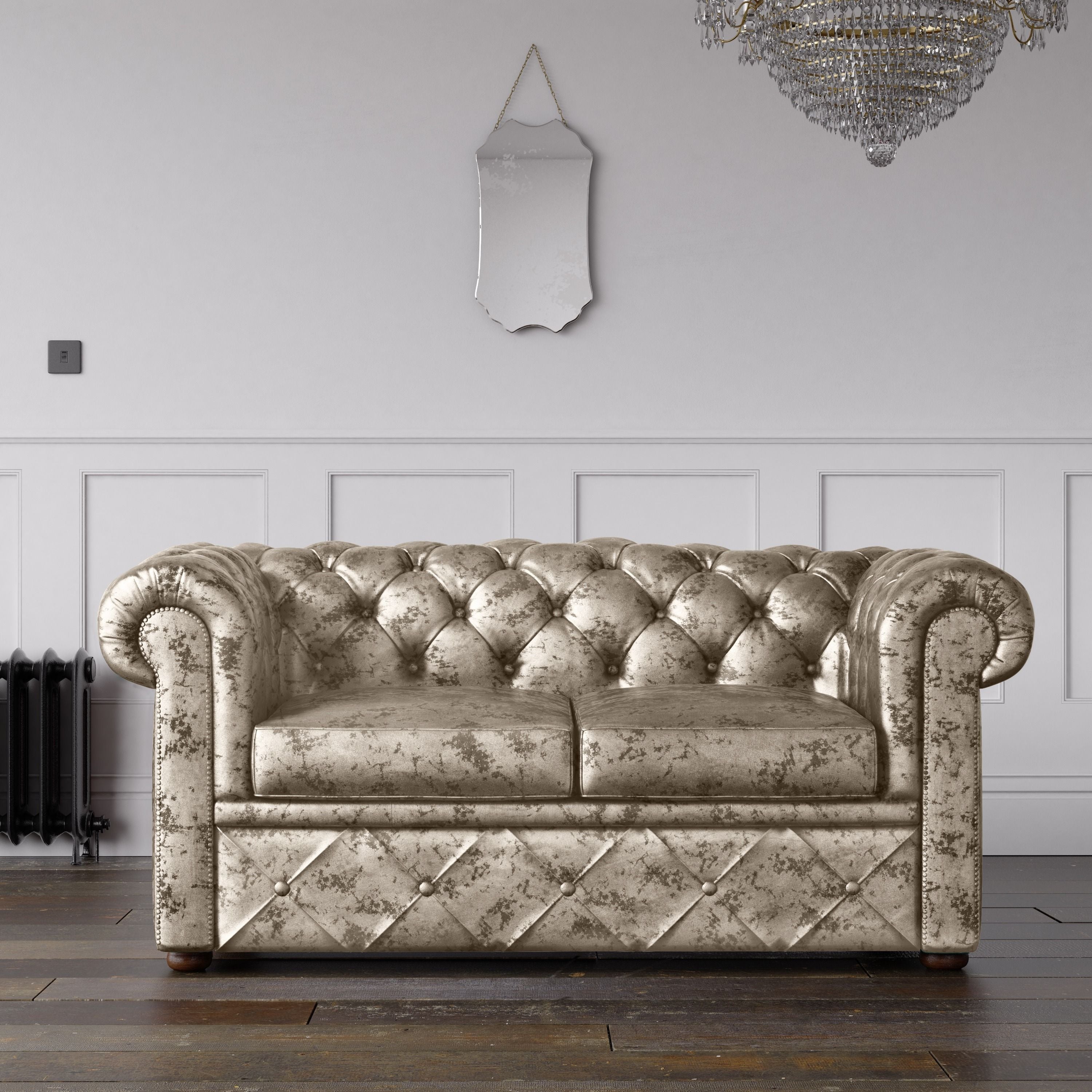 Chesterfield Crushed Velvet Sofa Cream – Endure Fabrics