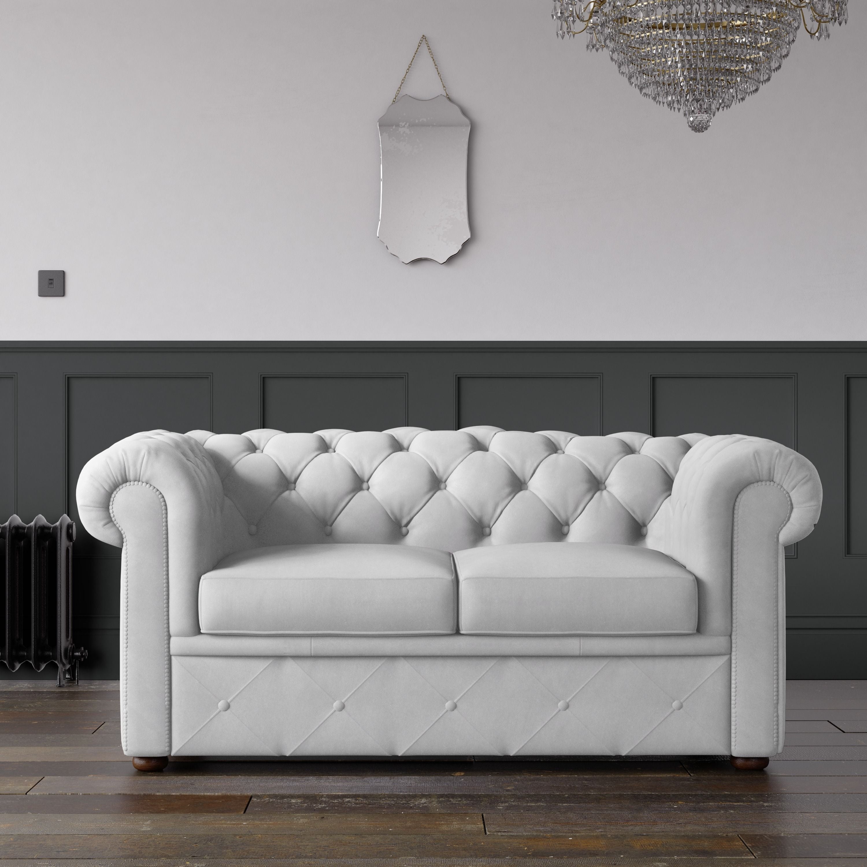 Chesterfield Malia Velvet Sofa Optic White – Endure Fabrics