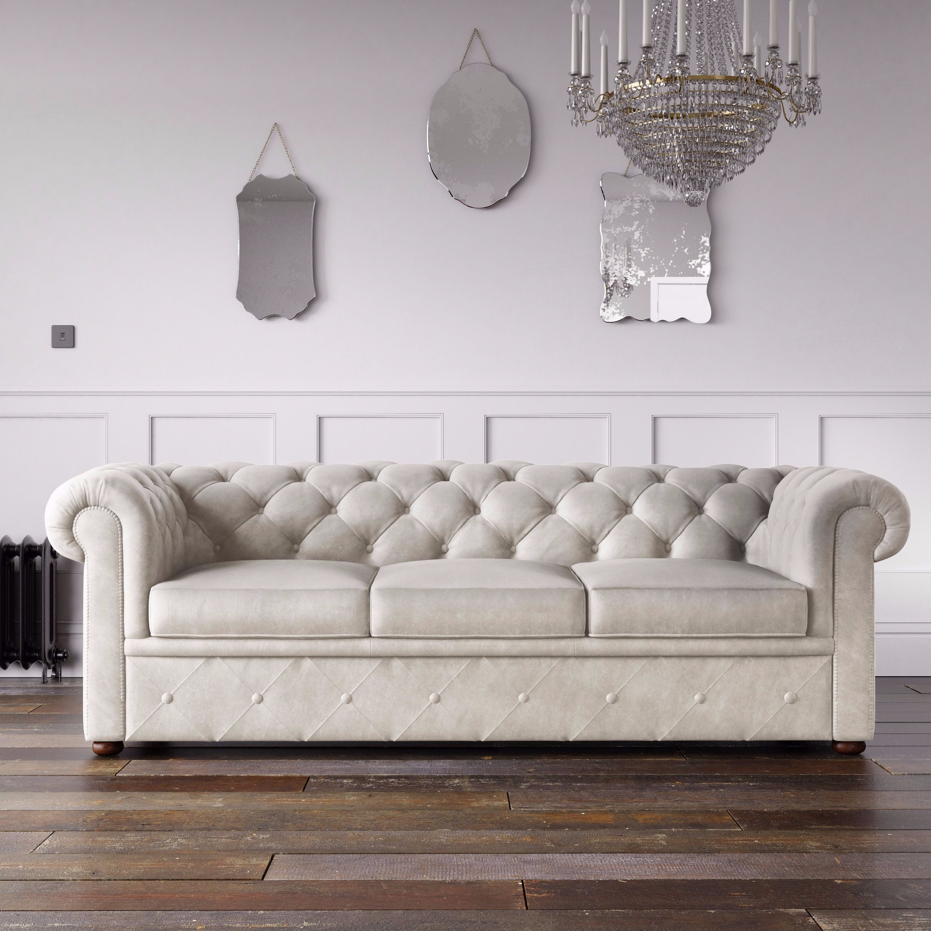 Chesterfield Malia Velvet Sofa New Cream – Endure Fabrics