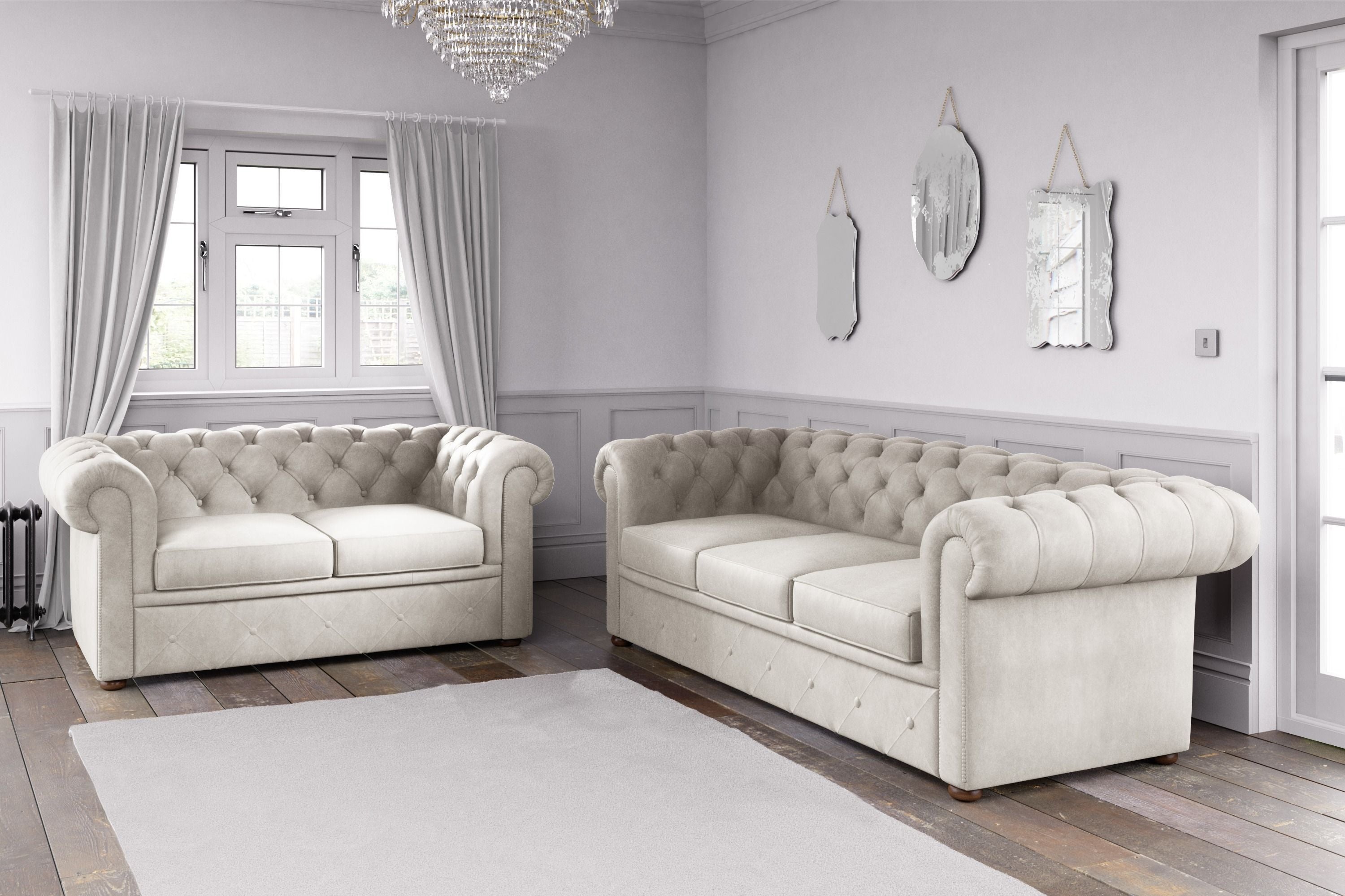 Chesterfield Malia Velvet Sofa New Cream – Endure Fabrics