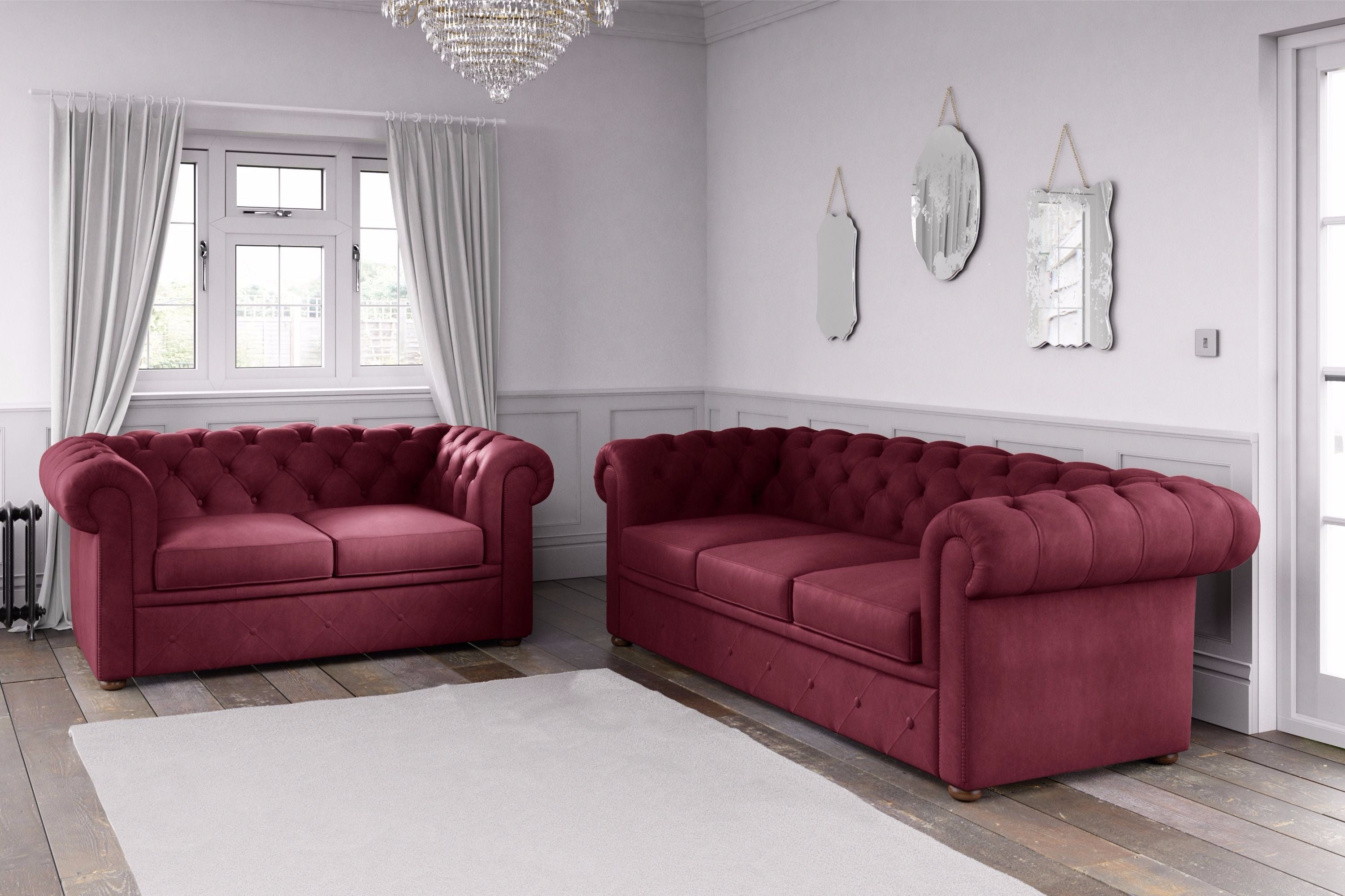 Chesterfield Malia Velvet Sofa Burgundy – Endure Fabrics