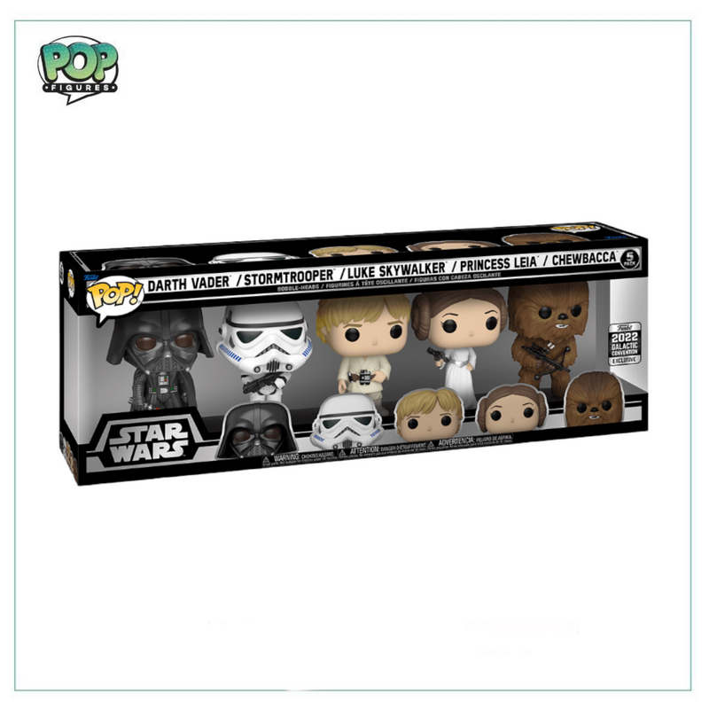 Darth Vader / Stormtrooper / Luke Skywalker / Princess Leia / Chewbacca - Deluxe Funko 5 Pack! - Star Wars -  Funko Galactic Convention 2022 Exclusive - Condition 9/10