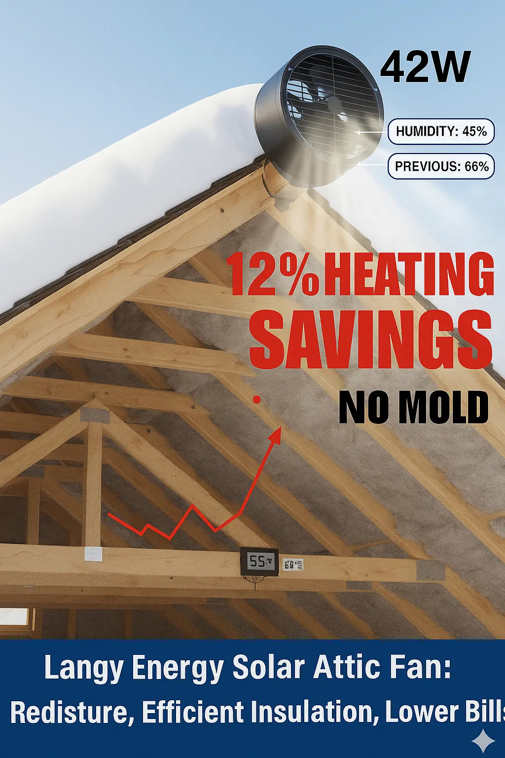 Solar attic fan reduces moisture and maintains insulation efficiency