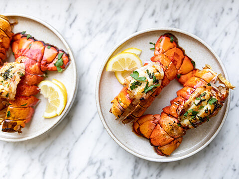 Lobster Tails on a plate.
