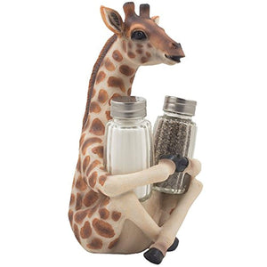 Decorative Giraffe Salt And Pepper Shaker Set With Display