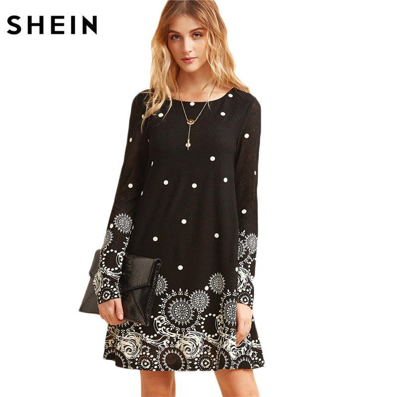 black long sleeve boho dress