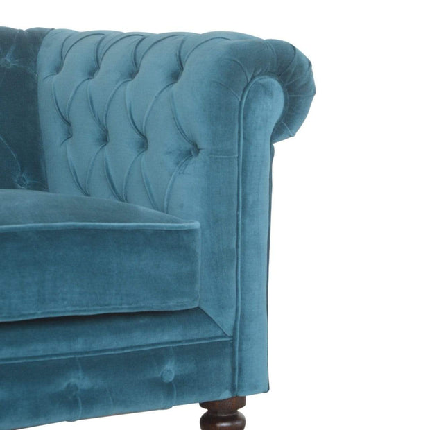 Teal Velvet Double Seated Chesterfield Sofa | The House Office