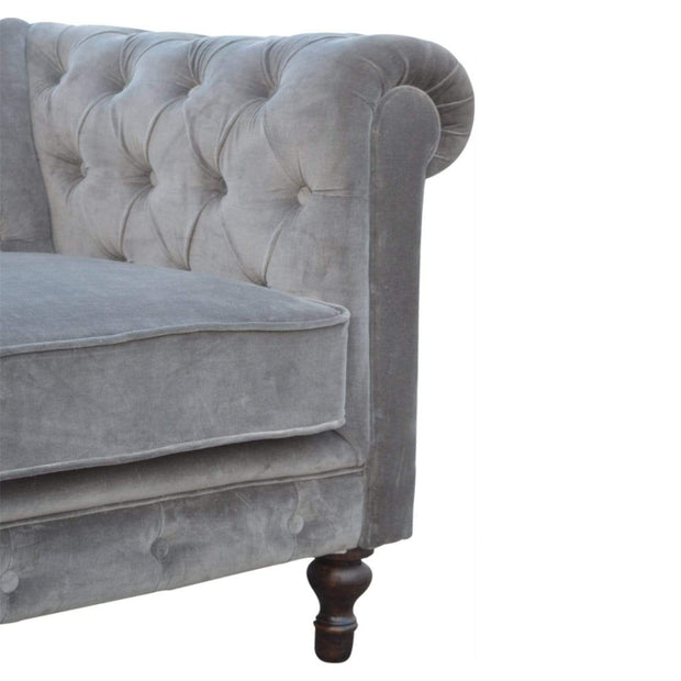 Grey Velvet Double Seated Chesterfield Sofa | The House Office
