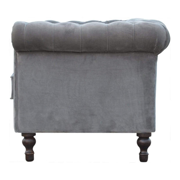 Grey Velvet Double Seated Chesterfield Sofa | The House Office